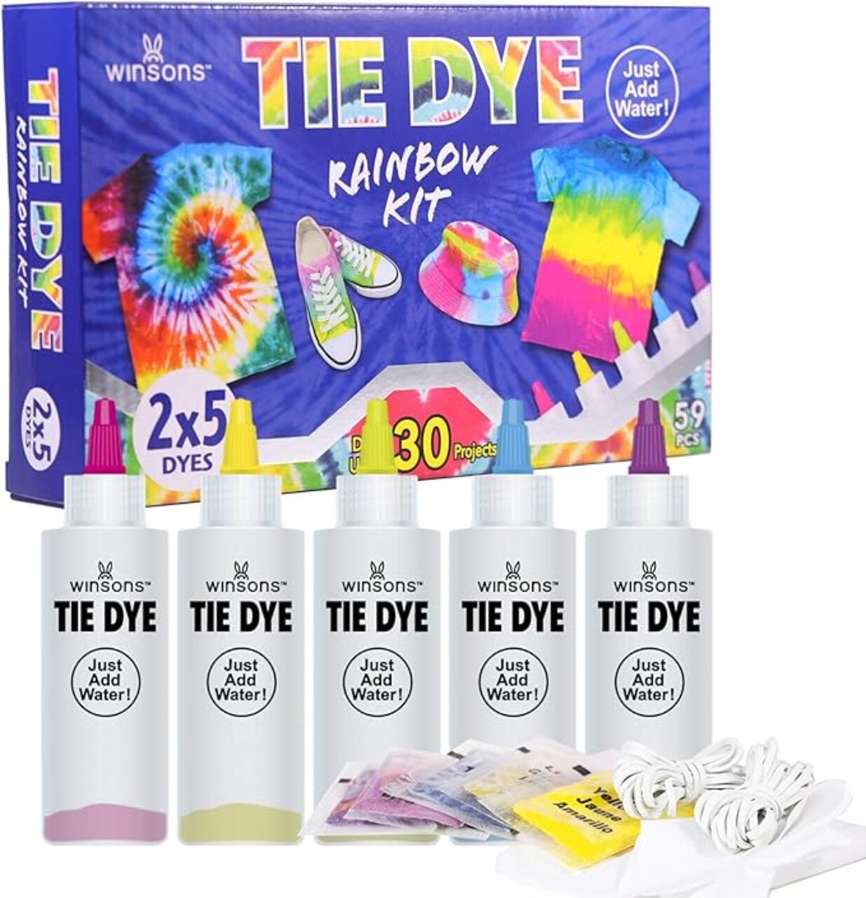 5-Color Tie Dye Kit – Permanent Fabric Dye Art Set for Kids and Adults. Perfect for School Projects, DIY Gifts, Creative Group Activities, and Fun Homemade Parties.